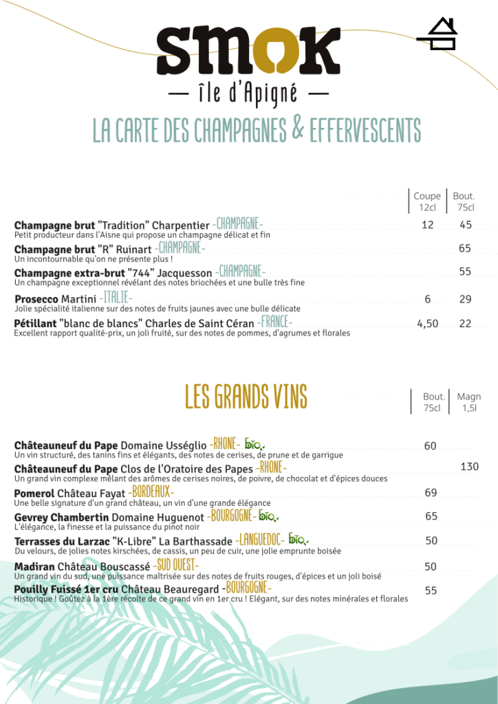CARTE DES GRANDS VINS ET CHAMPAGNES